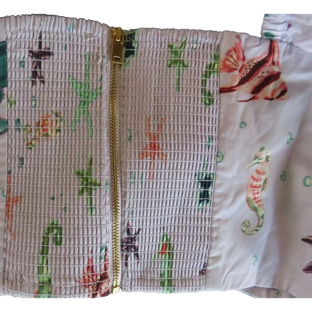 Hill House Women's The Isabella Top Sea Creatures Tie Front Smocked Back Size M